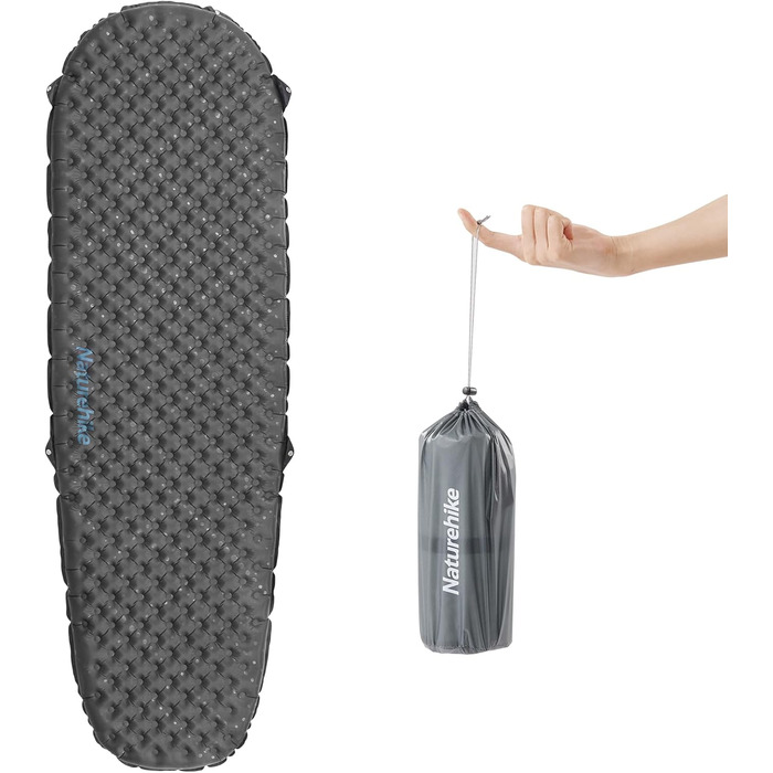 Термокилимок Naturehike 3,5R для кемпінгу, ультралегкий, самонадувний, 4 сезони (-6°C), з надувною сумкою, висока ізоляція, підвищений R-показник, для зимових походів