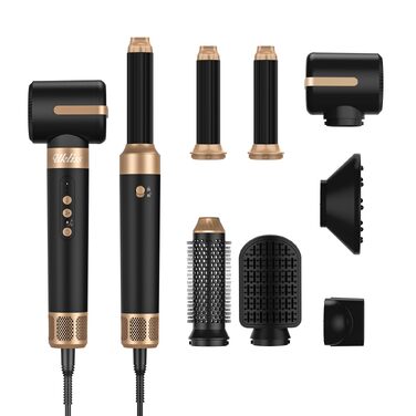 UKLISS Airstyler Pro 7 в 1: Фен-щітка з дифузором, 1400 Вт, 110000 об/хв, професійний стайлер для сушіння, завивки та випрямлення волосся (бірюзовий)