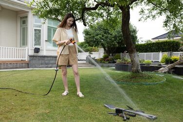 Giraffe Tools Набір садового шланга з автоматичною моткою 30м, EUAW-30KIT – з розгалужувачем та захисним кожухом