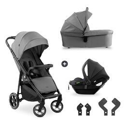 Дитяча коляска 3в1 Hauck Shop N Care Trio Set (Сірий) - Коляска, люлька, автокрісло i-Size, підстаканник, UPF 50+, регульоване положення, складна