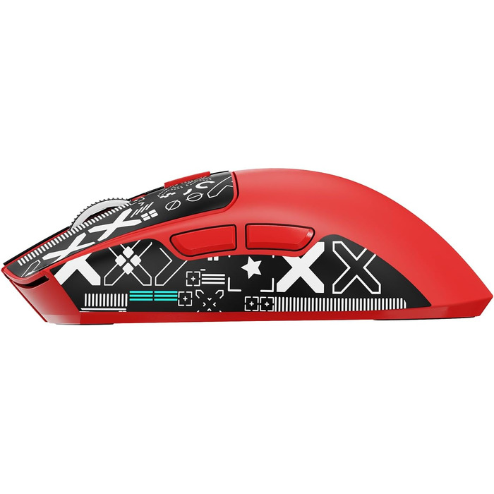 Ігрова миша Attack Shark X1 White/B-Red: сенсор PixArt PAW3395PRO, 40000 DPI, вага 53г, RGB док-станція з тачпадом, бездротова (BT/2.4G) та дротова, для Win11/Xbox/PS/Mac