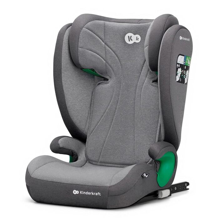 Дитяче автокрісло Kinderkraft JUNIOR FIX2 I-SIZE 15-36 кг, Isofix, група 2/3, 100-150 см, регульована спинка та підголівник, сірий