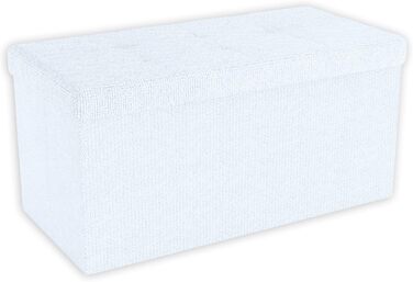 INTIRILIFE Складана пуф-лава 76x38x38 см, біла, з кришкою і місцем для зберігання, текстиль, пуф-куб, відкидний ящик для речей, сидіння і підставка для ніг