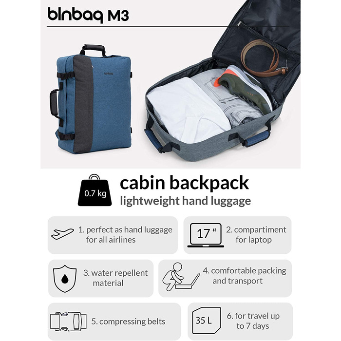 blnbag M3 – компактний надлегкий туристичний рюкзак 35 л, чорний антрацит, універсальний, з м’якими регульованими лямками або як сумка з ручкою, унісекс