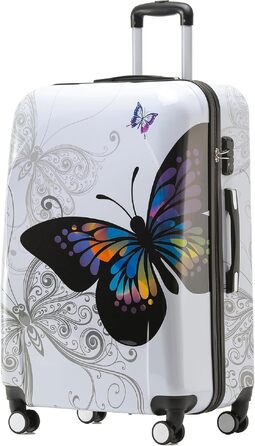 Набір валіз Beibye Butterfly 2060 TSA з кодовим замком – 4 шт. Міцний полікарбонатний валізу-кейc з ручною поклажею та косметичкою