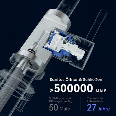 Змішувач для кухні CECIPA чорний з нержавіючої сталі, поворотний на 360°, з важілем для гарячої та холодної води, підключення G3/8