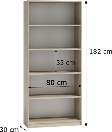 Стелаж TopEshop 80 x 182 x 30 см, дуб сонома
