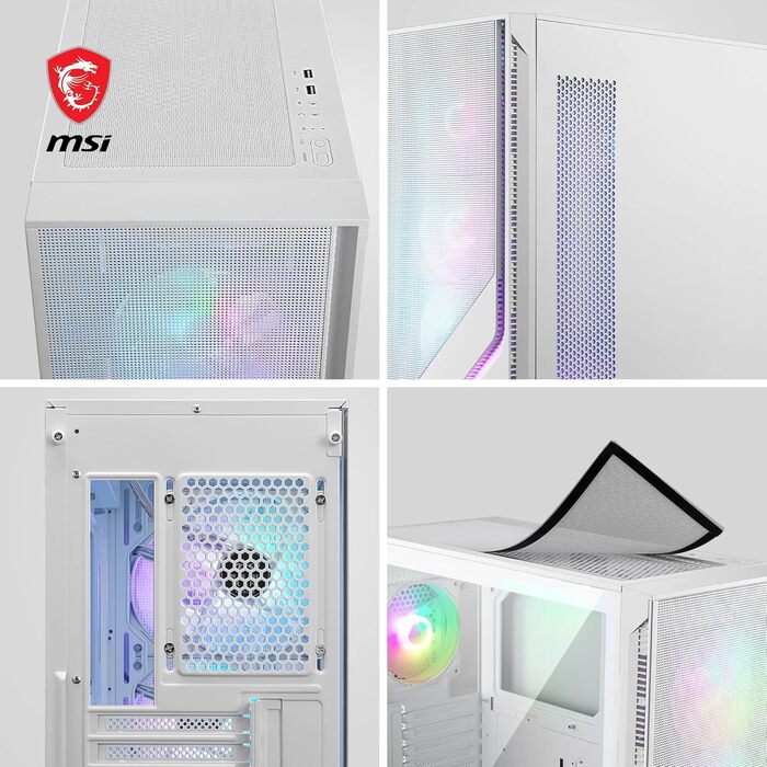 Корпус для ПК MSI MAG Forge 320R Airflow White ATX, підтримка RTX 40, ARGB підсвітка, магнітний пиловий фільтр, загартоване скло, USB 3.2