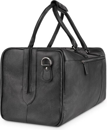 LEABAGS Дорожня сумка з натуральної шкіри 40л, жіноча/чоловіча, преміум, спортивна, для подорожей, ручна поклажа, чорна наппа
