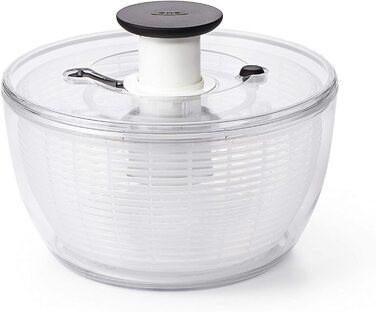 Сушарка для салату OXO Good Grips з ситом і кришкою, прозора, велика – для миття та сушіння овочів