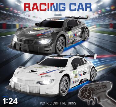 RC Дрифт-кар 1:24, 4WD, 2.4GHz, чорний, 2 батареї, LED, швидкість 20 км/год