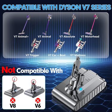 Акумулятор Li-ion V10 8000mAh/8.0Ah для пилососа Dyson V10 (SV12 Animal, Absolute, Motörhead, Fluffy) - сірий