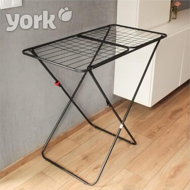 Сушарка для білизни York STABILO, металева, компактна, міцна, для балконів і терас, до 15 кг, чорна