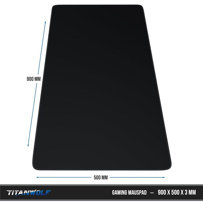 Ігровий килимок для миші Titanwolf XXXL (1200x600мм) — великий геймерський килимок з принтом для миші та клавіатури, чорний