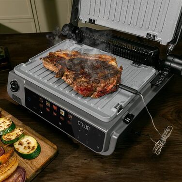 Електричний контактний гриль Cecotec Rock'nGrill 2200 Dual, 2000 Вт, розкладний на 180°, Smash-функція, 29x23 см