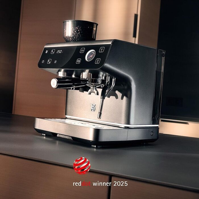 Напівавтоматична кавомашина WMF Espresso Pro з вбудованою кавомолкою, 15 бар, інтегрованими вагами та технологією Double-Thermoblock, колір стіле-сірий