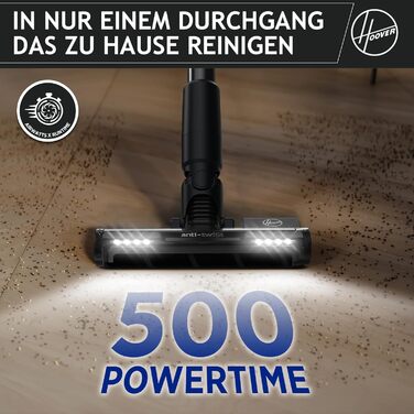 HOOVER ультралегкий акумуляторний пилосос для шерсті тварин, з LED-підсвіткою, антизаплутуванням волосся, 2в1 бездротовий пилосос для домашніх тварин із функцією ущільнення для збільшення місткості пилозбірника у 3 рази, 500 POWERTIME [HF201P]