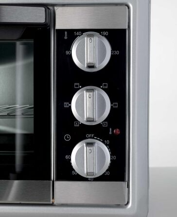 Духовка електрична Ariete 984 Bon Cuisine 250 з конвекцією, 30 л, сріблясто-чорна, 6 режимів, таймер 60 хв, 1500 Вт, подвійне скло