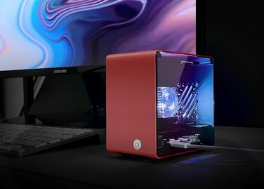 Алюмінієвий корпус ElectroCookie Mini Tower для Raspberry Pi 5 з вентилятором і підсвіткою RGB (червоний)