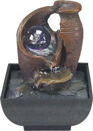 Декоративний кімнатний фонтан BEPER Amphora з підсвіткою, чорний, смола, компактний