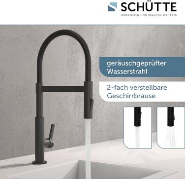 Змішувач кухонний SCHÜTTE Miami 79147 чорний матовий з висувним душем та гнучким шлангом
