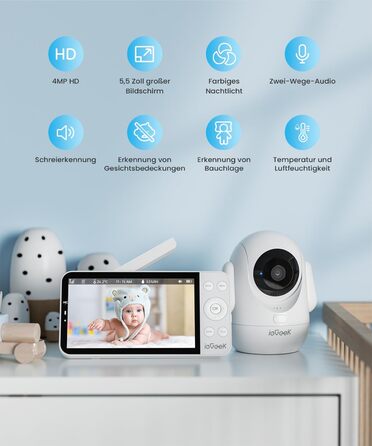 Відеоняня ieGeek з камерою 2.5K/4MP, 5.5