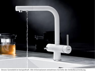 Змішувач кухонний BLANCO Fontas II з фільтром для води, висувний, Silgranit Weiß