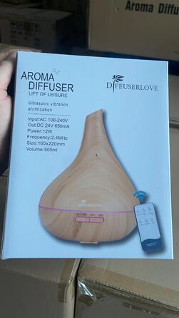 Ультразвуковий аромадифузор з пультом, 500 мл Diffuserlove – зволожувач повітря для дому, холодний туман, ароматизатор повітря