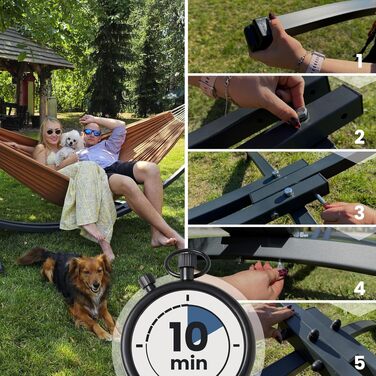 Гамак подвійний Potenza Outdoor з металевим каркасом для 2 осіб, бавовна, 220x160 см, до 200 кг, графіт