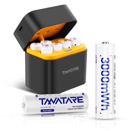 Набір акумуляторів Tanatare AA 1.5V 3000mWh Li-ion (8 шт) з зарядним пристроєм-кейсом, чорний