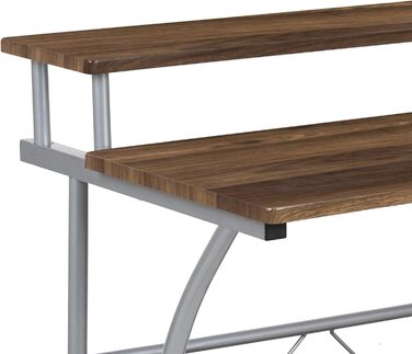 Комп'ютерний стіл Flash Furniture з металу та МДФ, полицями, рустикальний горіх