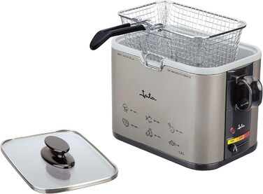 Фритюрниця Jata FR326E, 1000 Вт, 1.3 л, чорна/срібляста