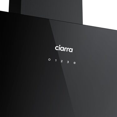 Похила витяжка для кухні CIARRA CBCS6765C 60 см, Edelstahl Glass, біла/чорна, 580 м³/год, з вугільним фільтром CBCF055, сенсорне керування, настінна