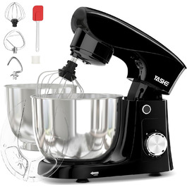 Кухонна машина YASHE 1500W з 2 чашами (4,5L та 5L), 10 швидкостей, нахилений корпус, з гаком для тіста, вінчиком та набором насадок, мультифункціональна