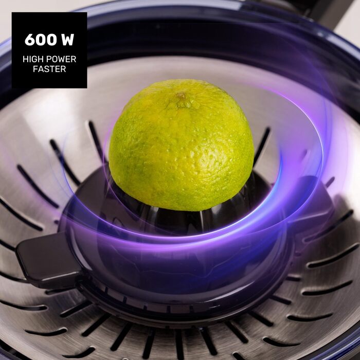 Citrus Press Taurus Easy Press 1000 Legend 1000W Електрична соковижималка для цитрусових з нержавіючої сталі, 650 мл, без BPA, чорна