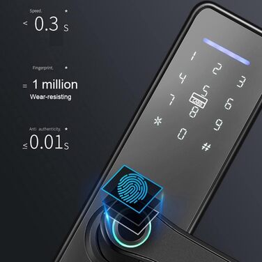 Електронний розумний замок для дверей з Wi-Fi, сенсорний замок із відбитком пальця, цифровий кодовий замок із ручкою, сумісний з Tuya Smart Lock