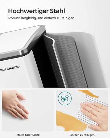 Сортувальний смітник для кухні SONGMICS, 2 x 15 л, сталевий, педальний, з двома відділеннями, для роздільного збору сміття, з м'яким закриванням, білий
