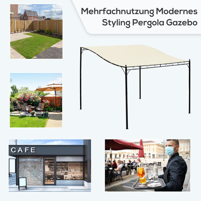 Намет з навісом для садової альтанки Outsunny Pergola металевий, кремовий, 297x297см
