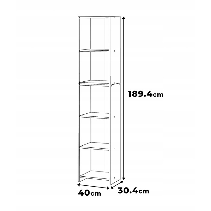 Стелаж Stiv-Meble, дуб вотан, 40 x 189,4 x 30,4 см