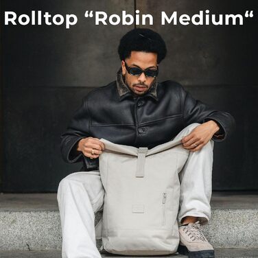 Рюкзак Johnny Urban Robin Medium чорний, ролтоп, водостійкий, з відділенням для ноутбука 15L, для жінок і чоловіків, для університету, бізнесу, велосипеда, екологічний
