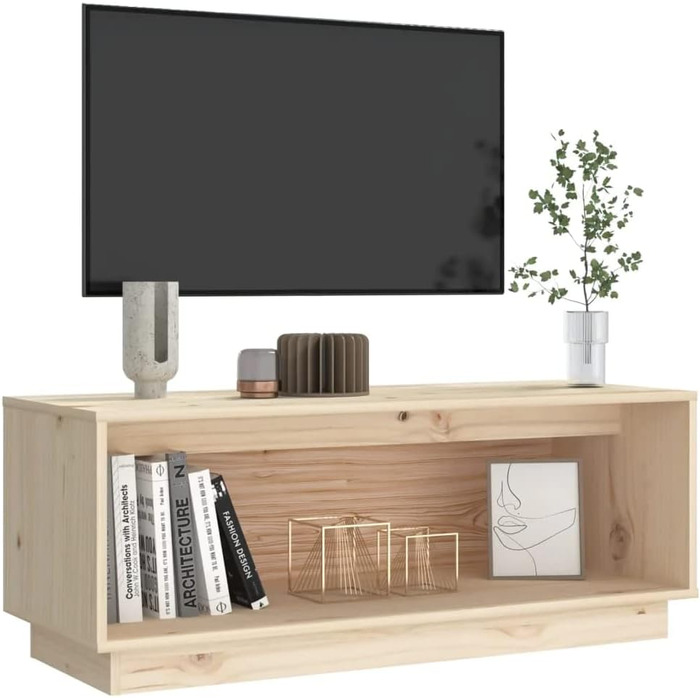 TV тумба vidaXL з масиву сосни, сіра, 90x35x35 см — телевізійна підставка, комод, меблі для вітальні