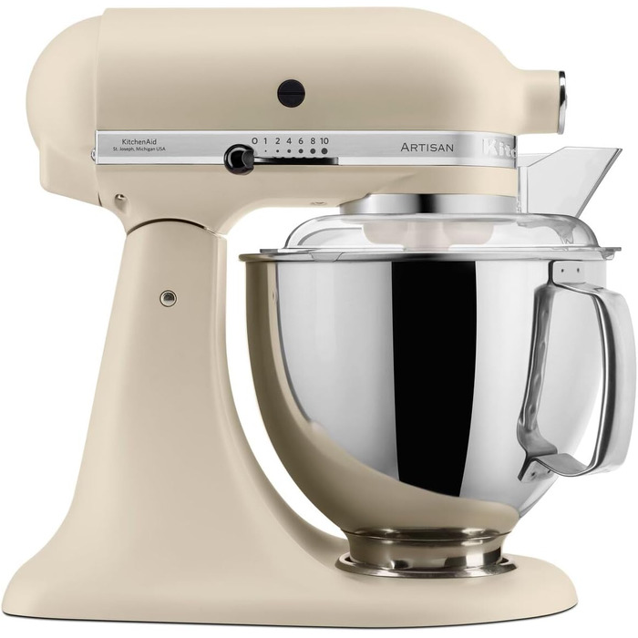 Кухонна машина KitchenAid Artisan: планетарний міксер з нахильною головою, 2 чаші з нержавіючої сталі по 4.8 л та набором із 5 аксесуарів