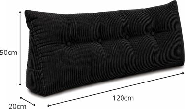 Подушка для спини Chilly Pilley® з підтримкою, для читання в ліжку, настінна подушка-клинок, чорний (120x50x20 см)