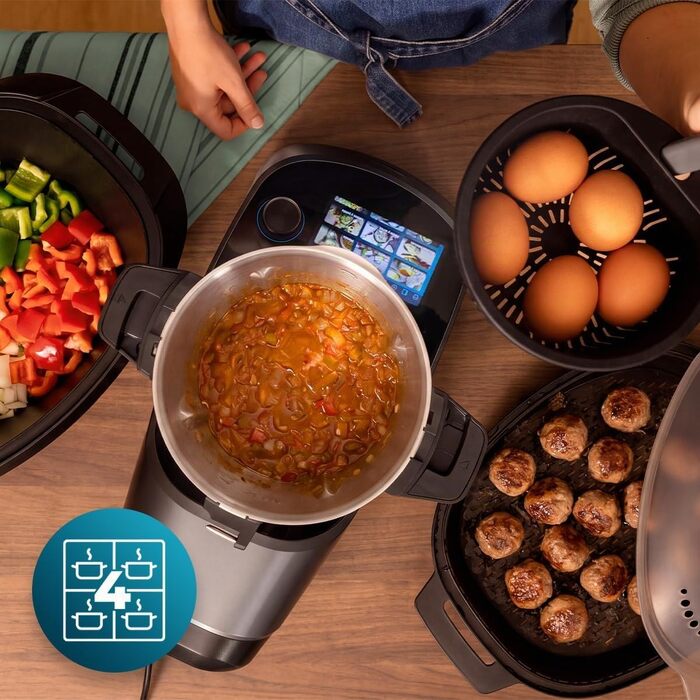 Кухонний комбайн Cecotec Mambo Touch Daily: 37 функцій, керування через WLAN App, чаша з нержавіючої сталі 3.3 л, вбудовані ваги, 10 рівнів нагріву