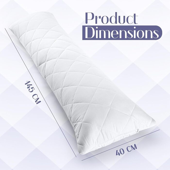 Подушка для вагітних та сну Utopia Bedding, стегана подушка-обіймашка для сну на боці, м'який поліестер, 40x145 см, біла