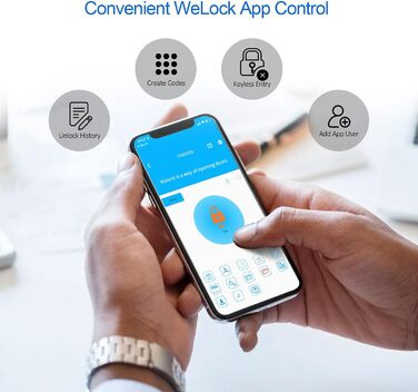 Електронний дверний замок WELOCK для вхідних дверей з PIN-кодом, Bluetooth, додатком, водонепроникний, для дверей 50-100 мм