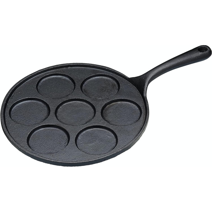 Каструля для міні-млинців KitchenCraft з чавуну, підходить для духовки, 7 порцій по 6,5 см, універсальна для всіх плит, 24x37,5 см