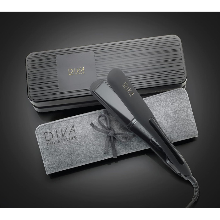 Випрямляч для волосся Diva Pro Styling Wide Digital – керамічні пластини, рівномірний нагрів, 3м кабель, чорний