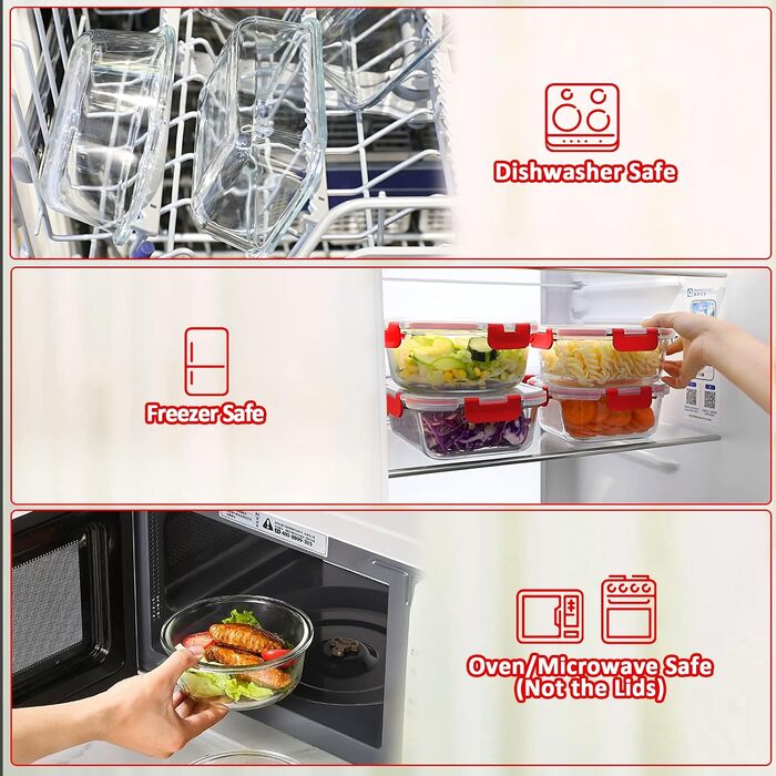 Набір скляних контейнерів для зберігання продуктів MCIRCO, 24 предмети, червоний