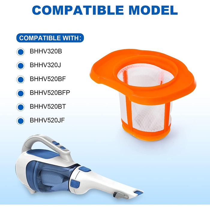 Набір з 4 фільтрів для ручного пилососа Black+Decker BHHV320B/BHHV320J/BHHV520BF/BHHV520BFP/BHHV520BT/BHHV520JF, змінні HEPA фільтри для бездротових пилососів